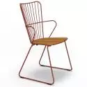 Chaise outdoor avec accoudoirs PAON / H. assise 46 cm / Métal Bambou / Rouge Paprika / Houe