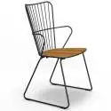 Chaise outdoor avec accoudoirs PAON / H. assise 46 cm / Métal Bambou / Noir / Houe