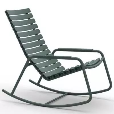 Fauteuil lounge à bascule RECLIPS / H. assise 41 cm / Accoudoirs en Aluminium / Plastique recyclé / Vert / Houe