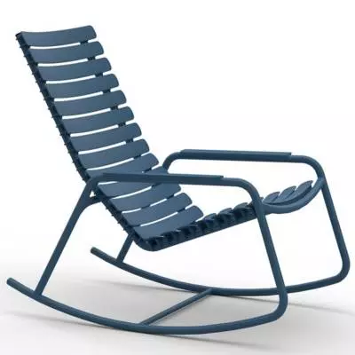 Fauteuil lounge à bascule RECLIPS / H. assise 41 cm / Accoudoirs en Aluminium / Plastique recyclé / Bleu / Houe