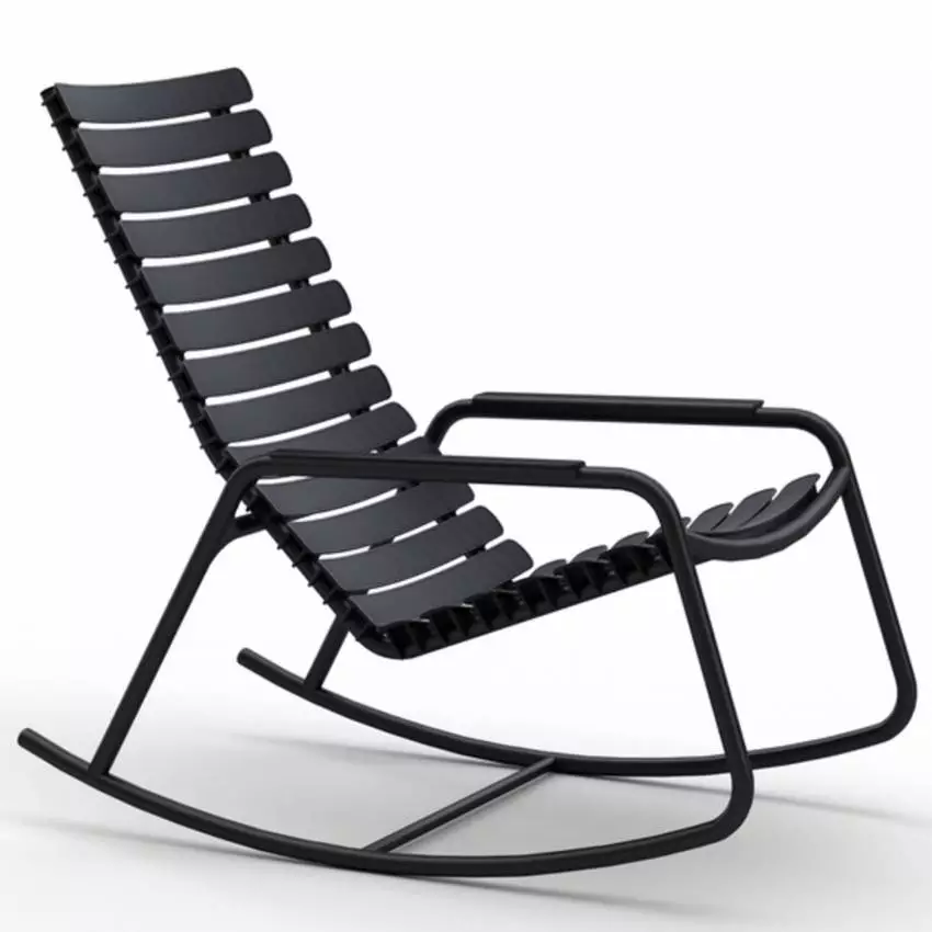 Fauteuil lounge à bascule RECLIPS / H. assise 41 cm / Accoudoirs en Aluminium / Plastique recyclé / Noir / Houe