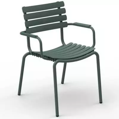 Chaise outdoor RECLIPS / H. assise 46 cm / Accoudoirs en Aluminium / Plastique recyclé / Vert / Houe