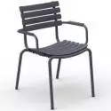 Chaise outdoor RECLIPS / H. assise 46 cm / Accoudoirs en Aluminium / Plastique recyclé / Gris foncé