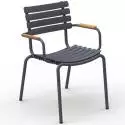 MAUD Chaise outdoor RECLIPS / H. assise 46 cm / Accoudoirs en Bambou / Plastique recyclé / Gris foncé / Houe
