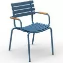 Chaise outdoor RECLIPS / H. assise 46 cm / Accoudoirs en Bambou / Plastique recyclé / Bleu / Houe