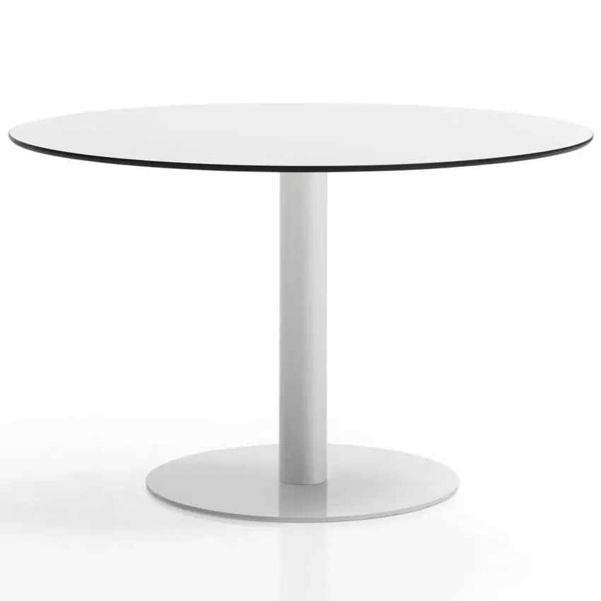 Table de restaurant FLAT / Ø 80 cm, H 72 cm et Ø sol 49 cm / Blanc