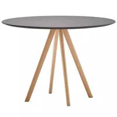 Table STICK / Ø 70 cm et H 75 cm / Gris foncé et chêne