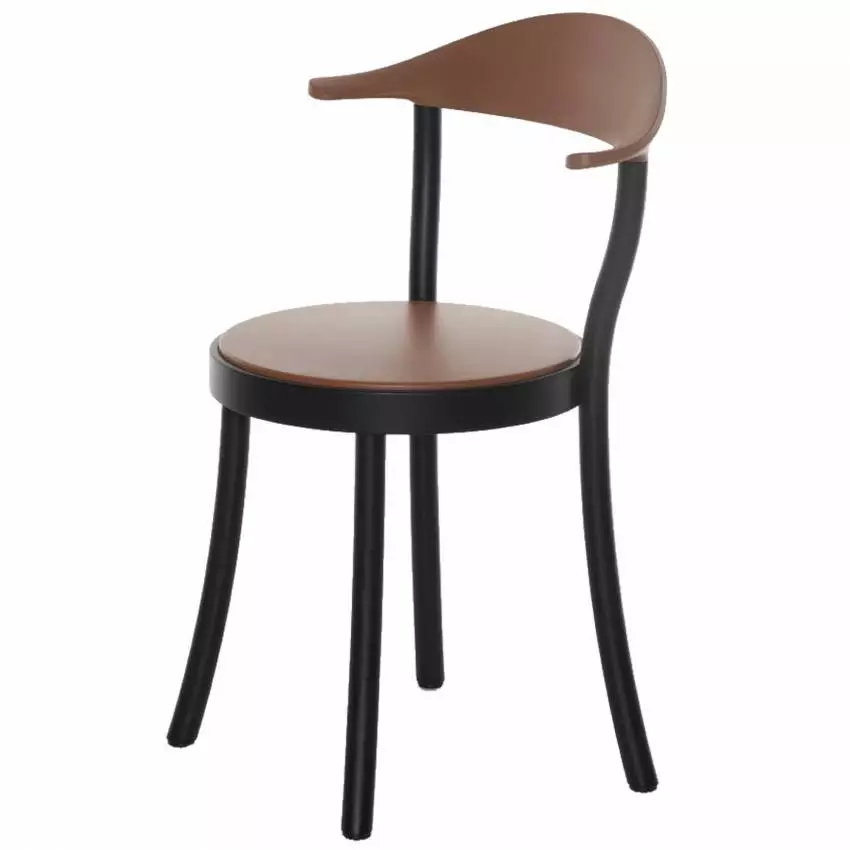 Chaise MONZA / H. assise 46 cm / Piétement hêtre noir / Caramel / Plank
