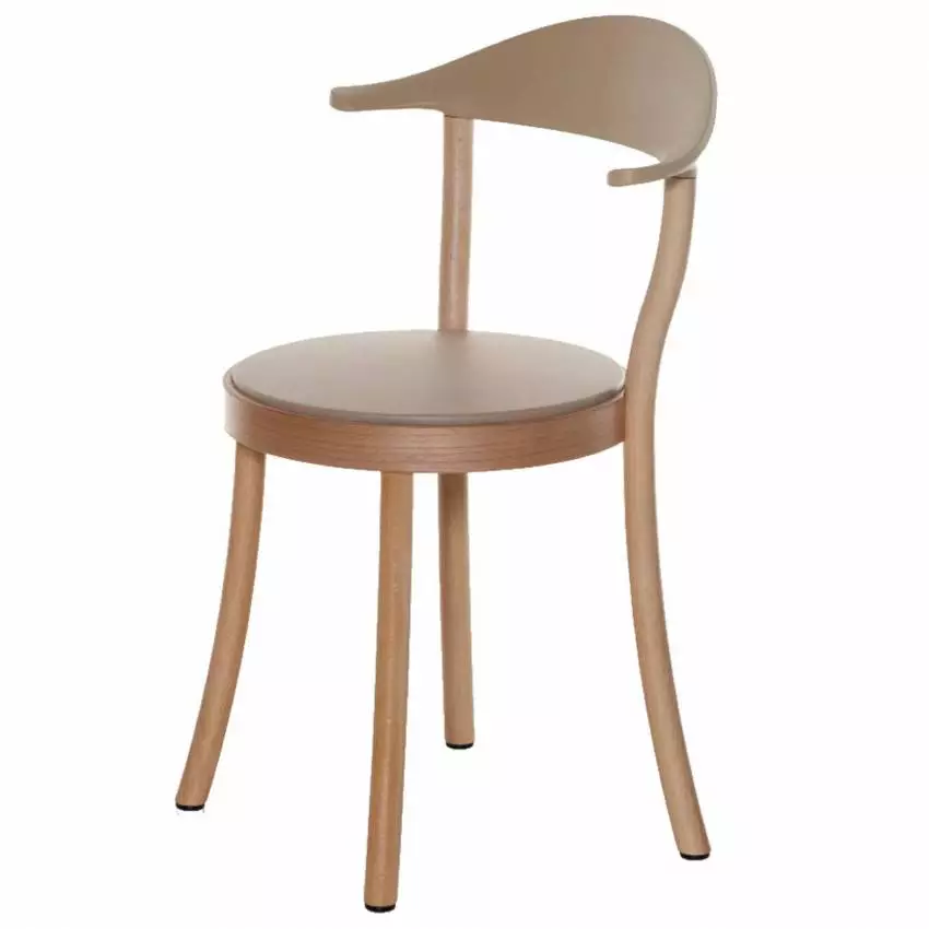 Chaise MONZA / H. assise 46 cm / Piétement hêtre naturel / Beige café / Plank