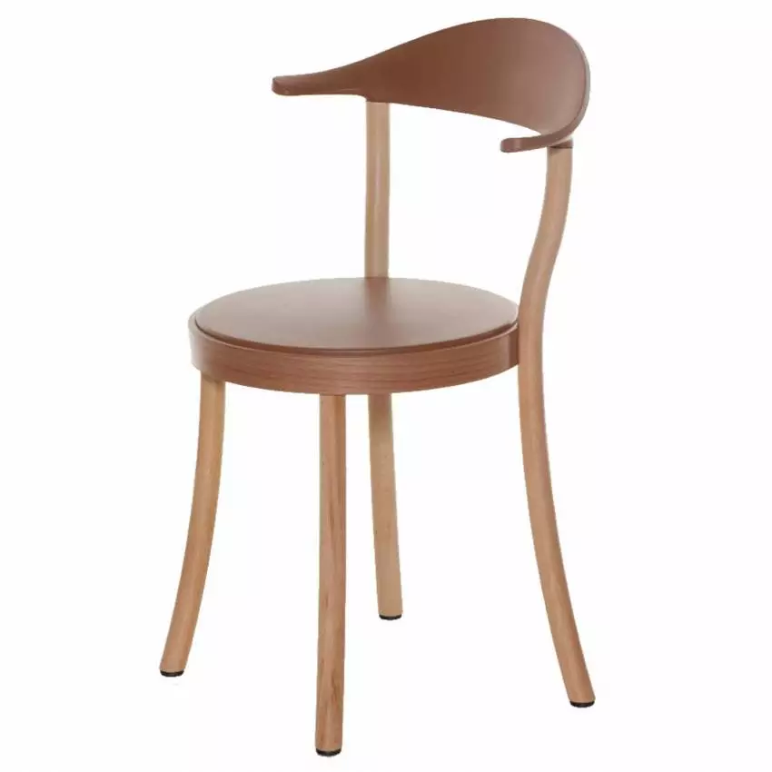 Chaise MONZA / H. assise 46 cm / Piétement hêtre naturel / Caramel / Plank