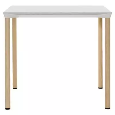 Table carrée MONZA / L. 80 x H. 73 cm / Piétement frêne naturel / Plateau Blanc / Plank