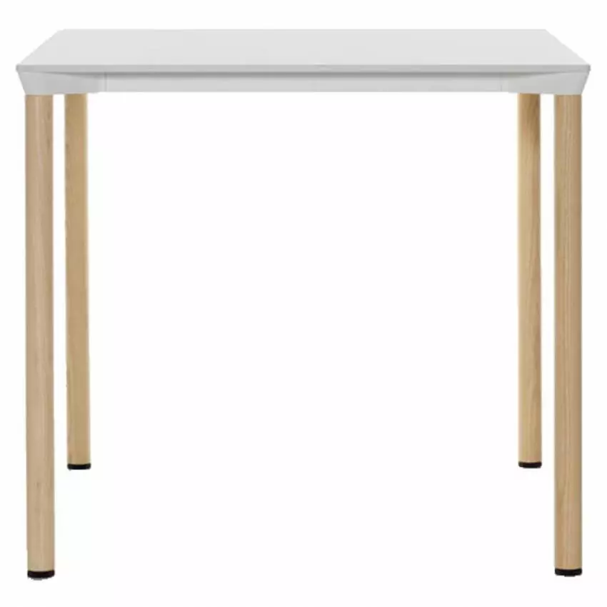 Table carrée MONZA / L. 80 x H. 73 cm / Piétement frêne naturel / Plateau Blanc / Plank