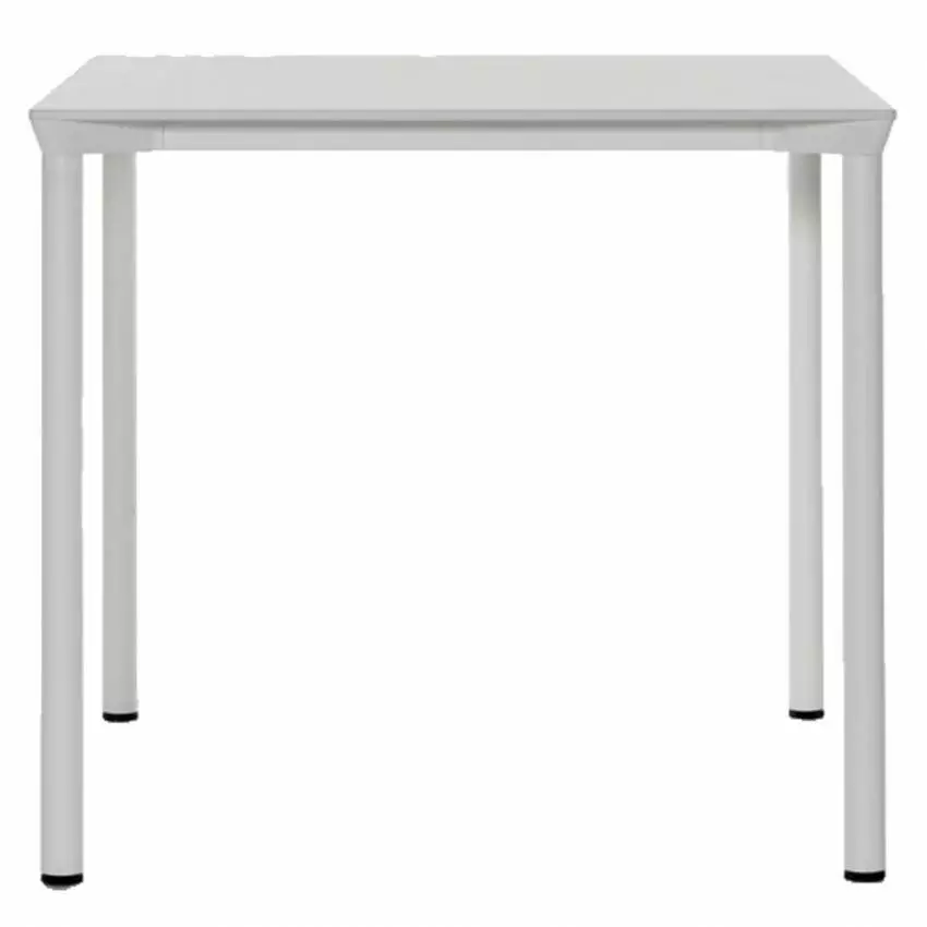 Table carrée MONZA / L. 80 x H. 73 cm / Piétement aluminium / Plateau Blanc / Plank