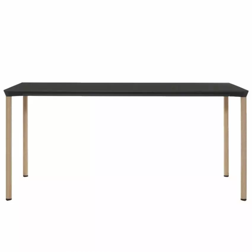 Table MONZA / L. 160 x H. 73 cm / Piétement frêne naturel / Plateau Noir / Plank